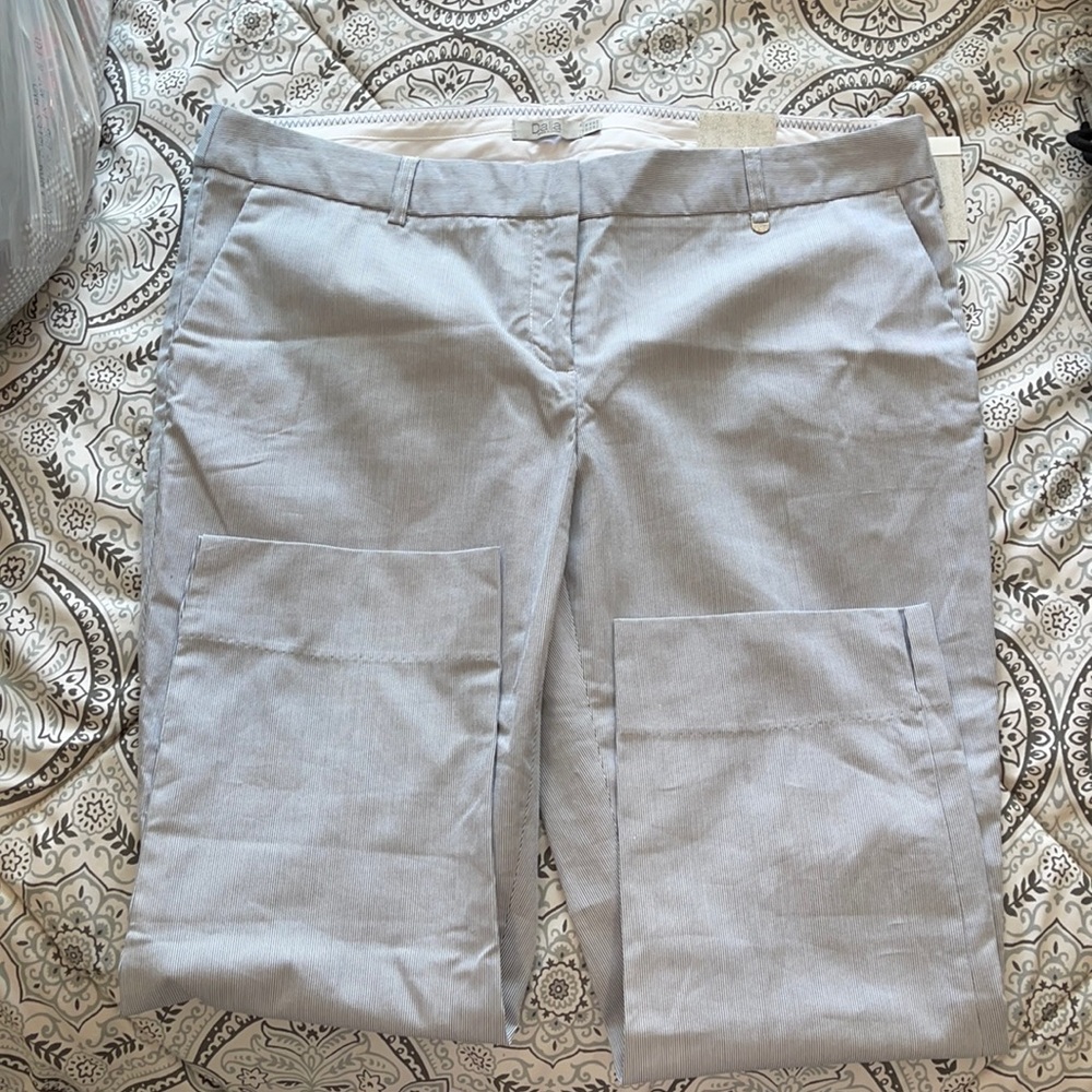 Blue and white pin striped pants